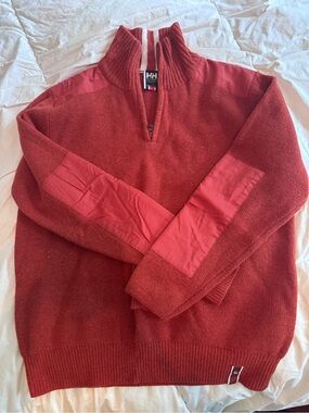 Helly Hansen Men's Burnt Orange Quarter-zip Sweater - 100% merino wool